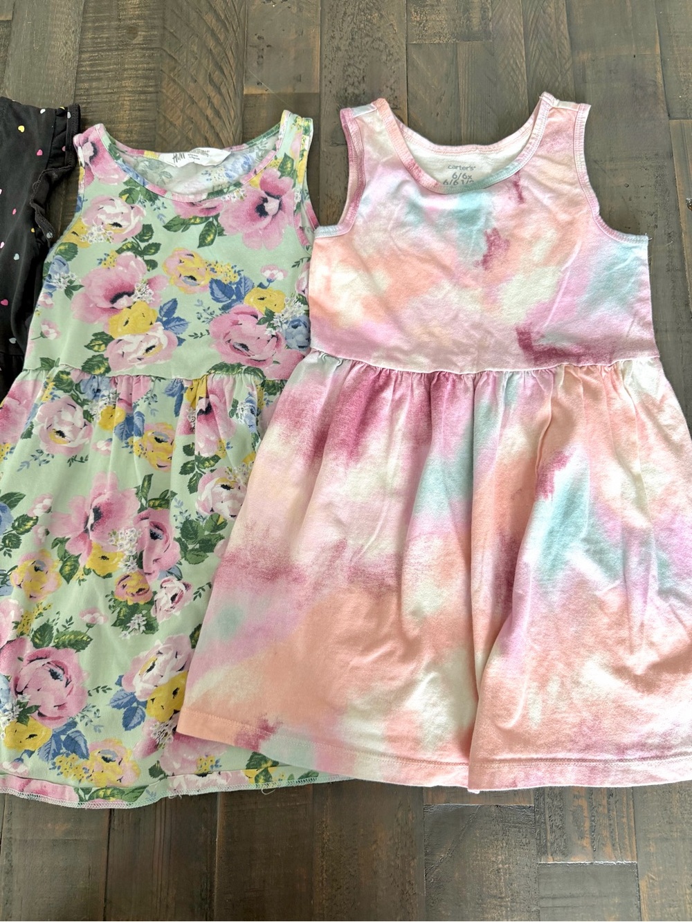 H&M CARTERS Girls Dresses Lot 3pc Summer Casual Floral Tie Dye Black Sz 6 - Picture 3 of 6